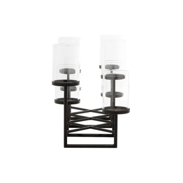 Candle Holders-Kirkland's Home Metal Multi Level Candelabra Runner Black
