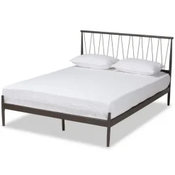 Beds & Headboards-Kirkland's Home Metal Open Headboard Full Platform Bed Black