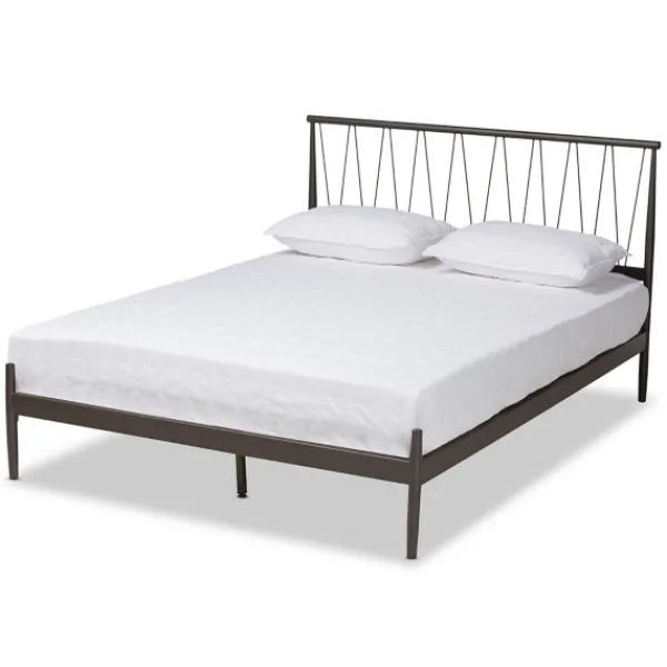 Beds & Headboards-Kirkland's Home Metal Open Headboard Full Platform Bed Black