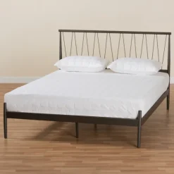 Beds & Headboards-Kirkland's Home Metal Open Headboard Full Platform Bed Black