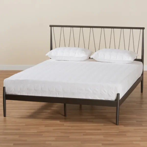 Beds & Headboards-Kirkland's Home Metal Open Headboard Full Platform Bed Black