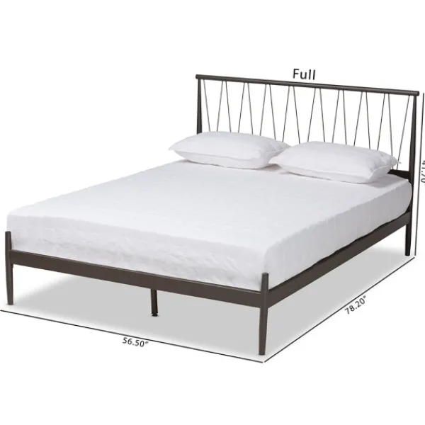 Beds & Headboards-Kirkland's Home Metal Open Headboard Full Platform Bed Black