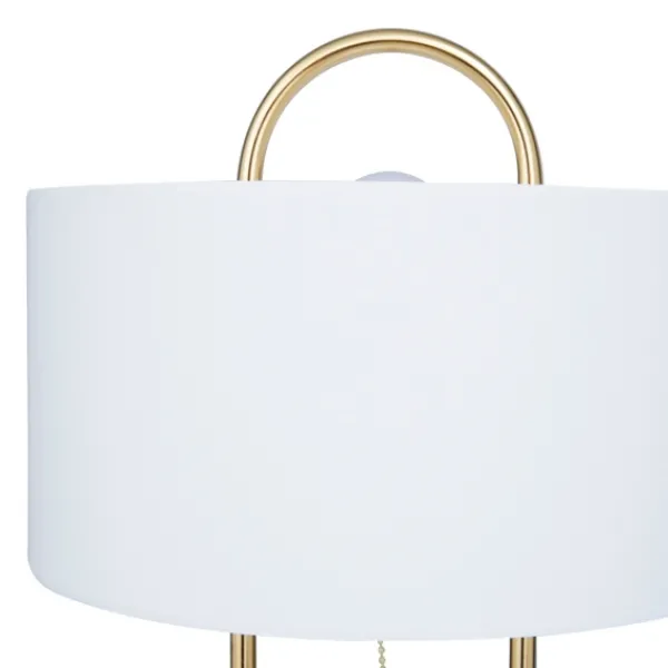 Table Lamps-Kirkland's Home Metal Open Loop Stem White Round Table Lamp Gold