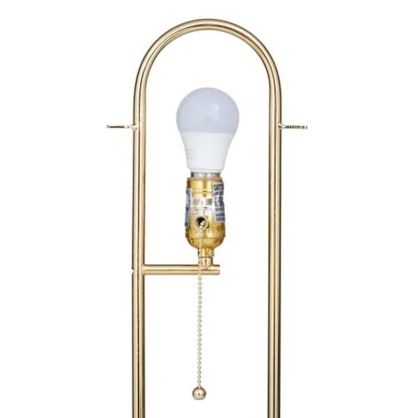 Table Lamps-Kirkland's Home Metal Open Loop Stem White Round Table Lamp Gold