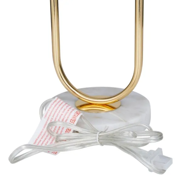 Table Lamps-Kirkland's Home Metal Open Loop Stem White Round Table Lamp Gold
