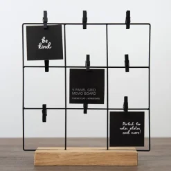 Statues & Figurines-Kirkland's Home Metal Peg Board With Metal Clips Black