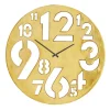 Clocks-Kirkland's Home Metal Round Frame Cutout Numerals Clock Gold
