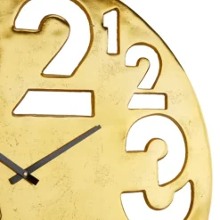 Clocks-Kirkland's Home Metal Round Frame Cutout Numerals Clock Gold