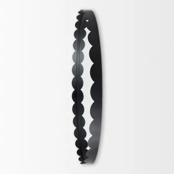 Decorative Mirrors-Kirkland's Home Metal Scallop Edge Adelaide Wall Mirror Black