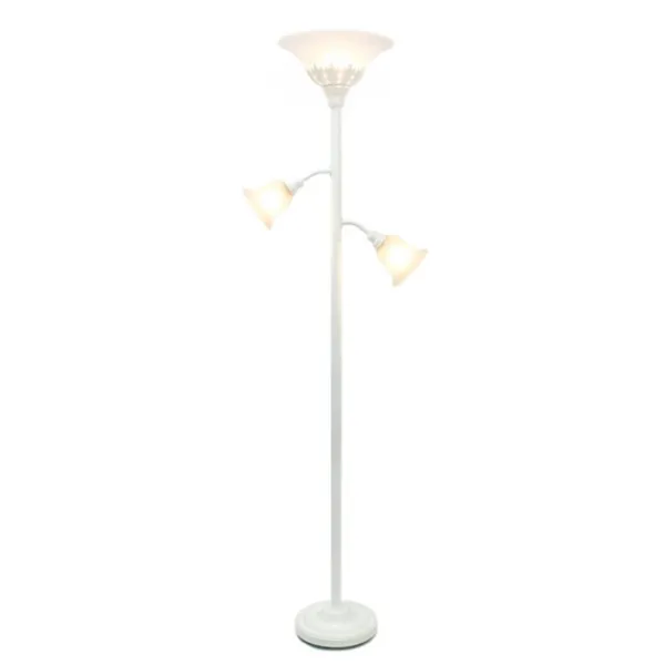 Floor Lamps-Kirkland's Home Metal 3-Scallop Glass Floor Lamp White