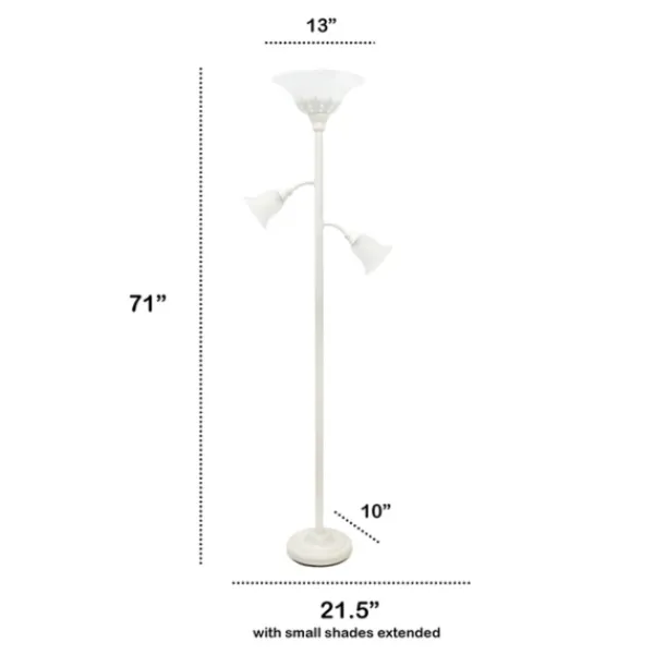 Floor Lamps-Kirkland's Home Metal 3-Scallop Glass Floor Lamp White