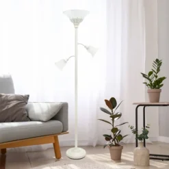 Floor Lamps-Kirkland's Home Metal 3-Scallop Glass Floor Lamp White