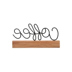 Statues & Figurines-Kirkland's Home Metal Script Coffee Wood Block Tan/Black
