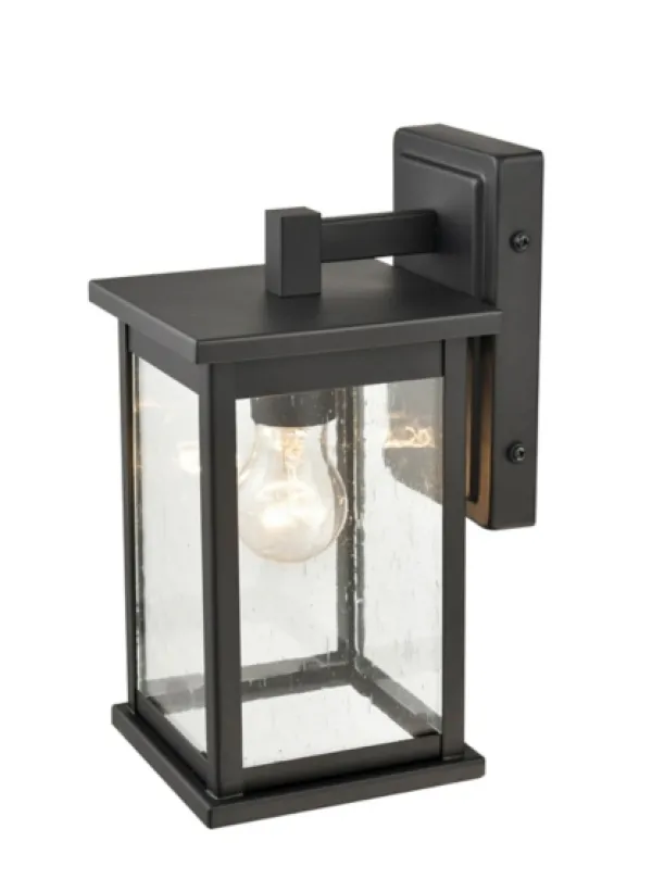 Outdoor Lighting-Kirkland's Home Metal Seeded Glass Outdoor Sconce Black