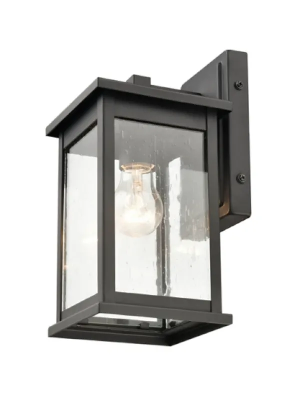 Outdoor Lighting-Kirkland's Home Metal Seeded Glass Outdoor Sconce Black