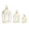 Lanterns-Kirkland's Home Metal Slope Top Lanterns, Set Of 3 Ivory