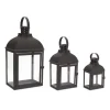 Lanterns-Kirkland's Home Metal Slope Top Lanterns, Set Of 3 Black