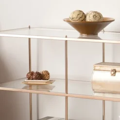 Console Tables-Kirkland's Home Metal 3-Tier Mirrored Console Table Gold