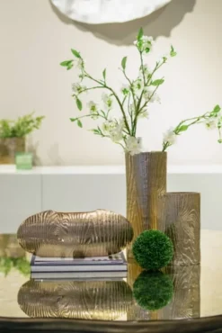 Vases-Kirkland's Home Metal Timber Scape Vase Gold