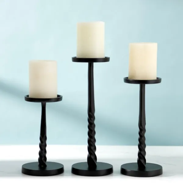 Candle Holders-Kirkland's Home Metal Twisted Candle Holder, 12 In. Black