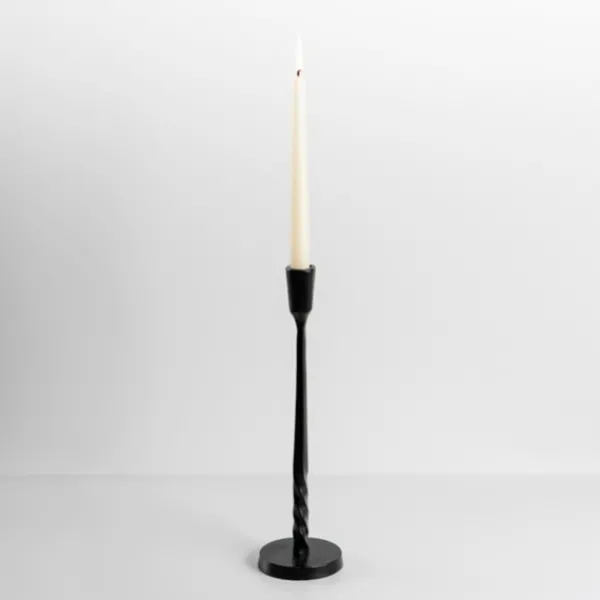 Candle Holders-Kirkland's Home Metal Twisted Taper Candle Holder, 13 In. Black