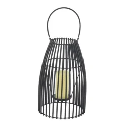 Lanterns-Kirkland's Home Metal Vertical Caged Lantern, 16 In. Black