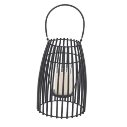 Lanterns-Kirkland's Home Metal Vertical Caged Lantern, 12 In. Black