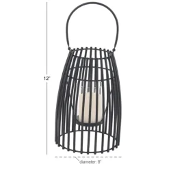 Lanterns-Kirkland's Home Metal Vertical Caged Lantern, 12 In. Black