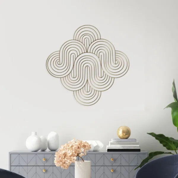 Wall Plaques-Kirkland's Home Metal Waves Wall Plaque Gold