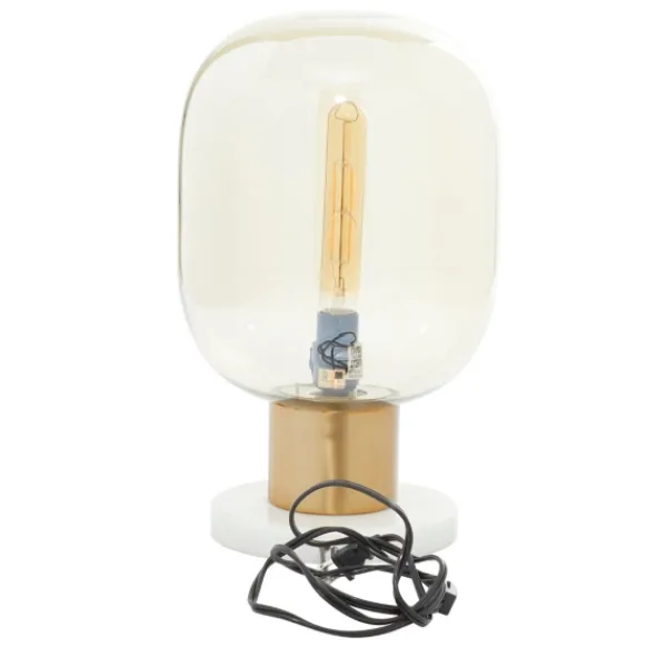 Table Lamps-Kirkland's Home Metal White Marble Mushroom Shade Table Lamp Gold