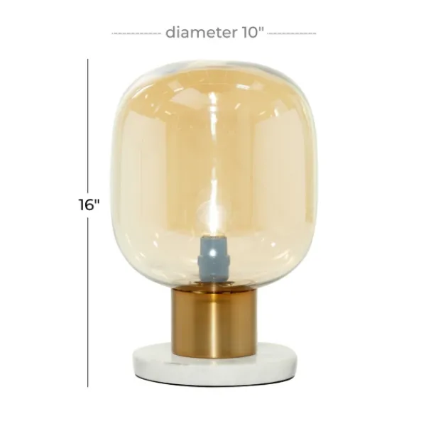 Table Lamps-Kirkland's Home Metal White Marble Mushroom Shade Table Lamp Gold