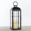 Lanterns-Kirkland's Home Metal Windowpane Lantern, 21 In. Black