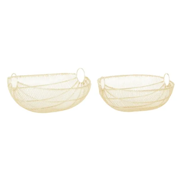Decorative Bowls & Jars-Kirkland's Home Metal Wire Baskets, Set Of 2 Gold
