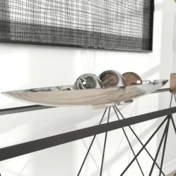 Decorative Trays-Kirkland's Home Metallic Canoe Tray Silver