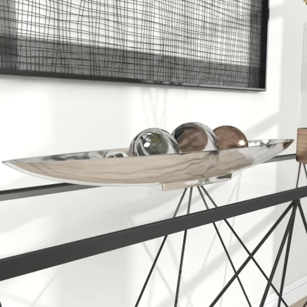 Decorative Trays-Kirkland's Home Metallic Canoe Tray Silver