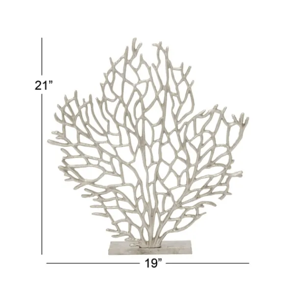 Statues & Figurines-Kirkland's Home Metallic Coastal Branch Statue Silver