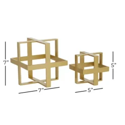 Statues & Figurines-Kirkland's Home Metallic Cube Sculptures, Set Of 2 Gold