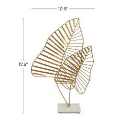 Statues & Figurines-Kirkland's Home Metallic Fern Leaf Sculpture Gold