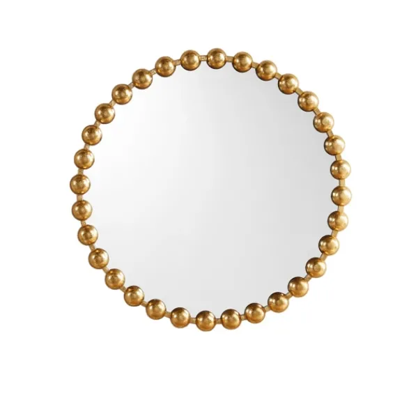 Decorative Mirrors-Kirkland's Home Metallic Gold Foiled Beaded Wall Mirror, 27 In.