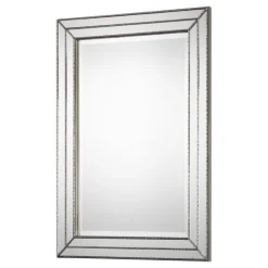 Decorative Mirrors-Kirkland's Home Metallic Grooved Texture Wall Mirror Silver