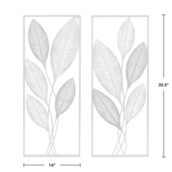 Wall Plaques-Kirkland's Home Metallic Leaves Metal Plaques, Set Of 2 Silver/Gold