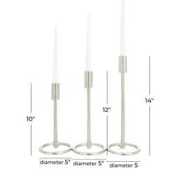 Candle Holders-Kirkland's Home Metallic Loop Base Taper Candle Holders, Set Of 3 Silver