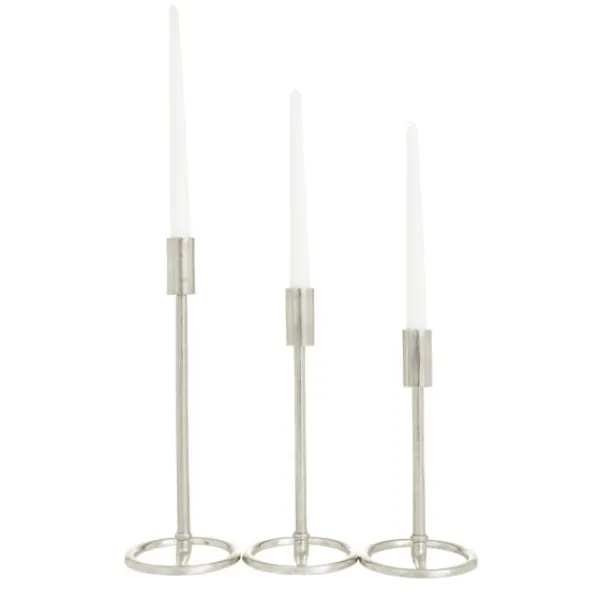 Candle Holders-Kirkland's Home Metallic Loop Base Taper Candle Holders, Set Of 3 Silver
