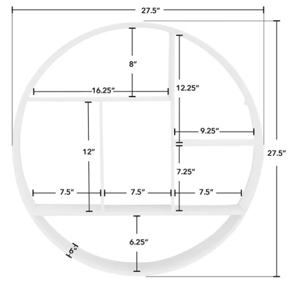 Shelves-Kirkland's Home Metallic Metal Circular Frame Wall Shelf White