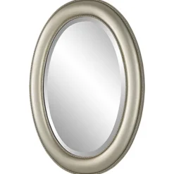 Decorative Mirrors-Kirkland's Home Metallic Oval Beveled Frame Mirror Silver