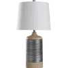 Table Lamps-Kirkland's Home Metallic Silver Banded Table Lamp White