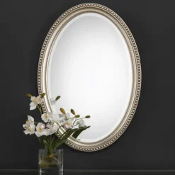 Decorative Mirrors-Kirkland's Home Metallic Silver Beaded Edge Oval Mirror