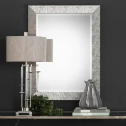 Decorative Mirrors-Kirkland's Home Metallic Silver Textured Frame Wall Mirror