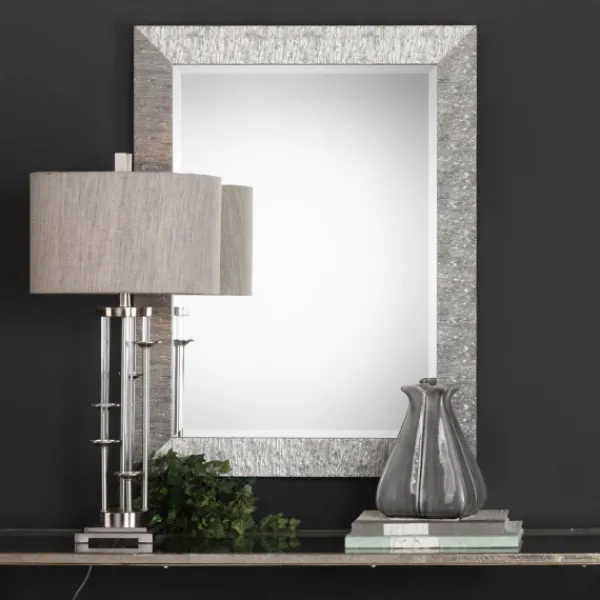 Decorative Mirrors-Kirkland's Home Metallic Silver Textured Frame Wall Mirror