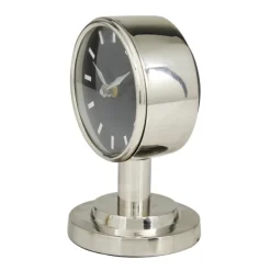 Decorative Accents-Kirkland's Home Metallic Steel Beveled Base Tabletop Clock Silver